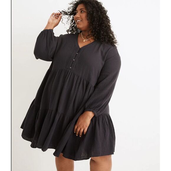 NEW Madewell Lightspun Colette Mini Dress, color:‎ gold. plus size 18W - Picture 2 of 16